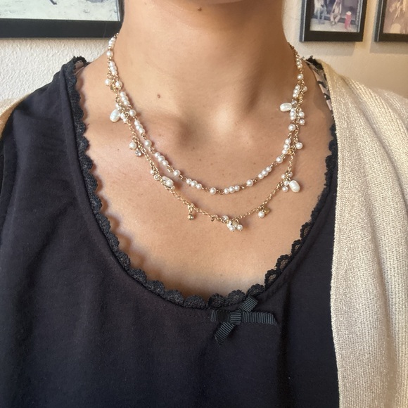 Pearl gold necklace form Macy’s brand is Style and Co worn once for a picture - Picture 1 of 4